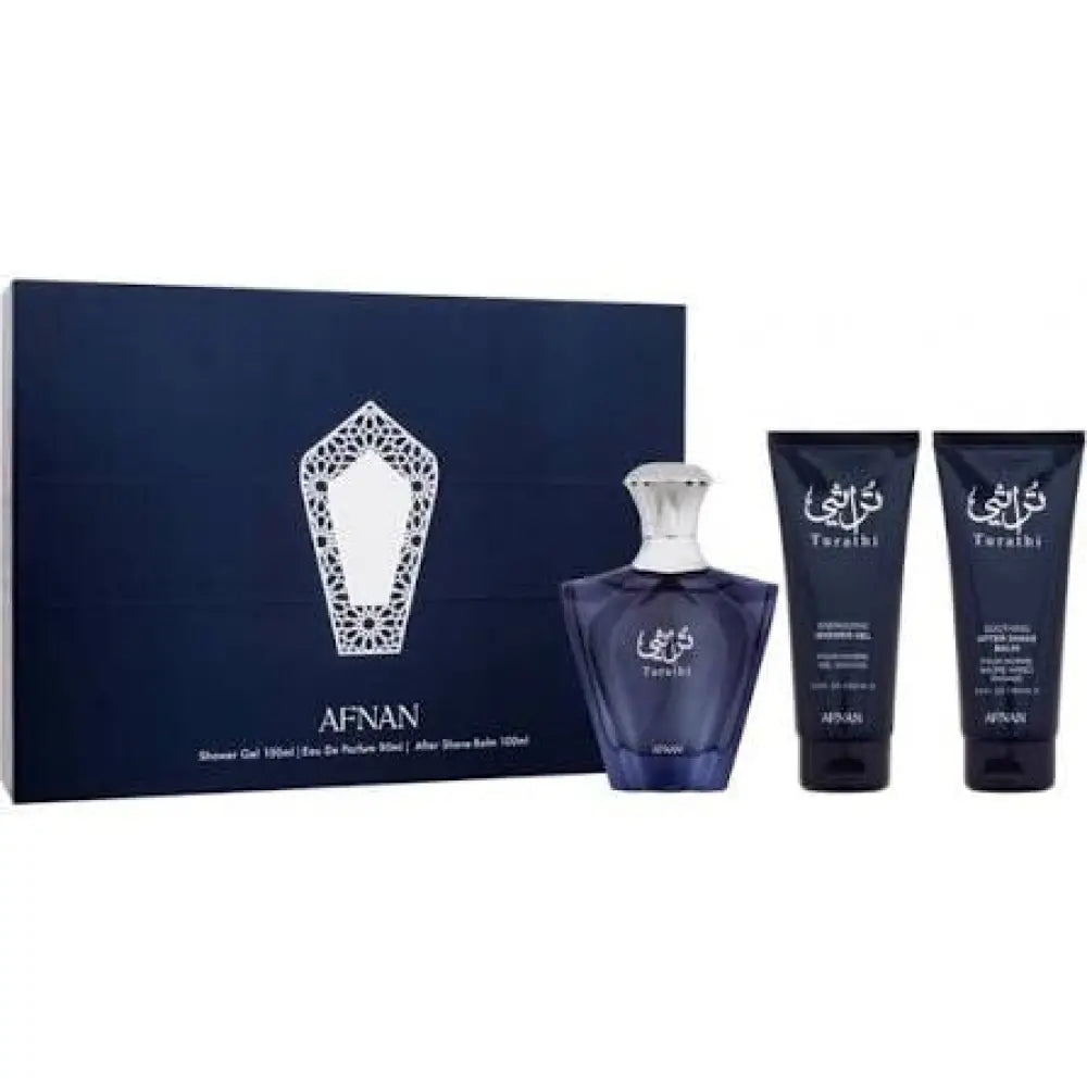 Afnan Turathi Homme Blue Gift Set – Eau De Parfum + Shower Gel + After Shave – Luxurious Perfume Gift Set For Men